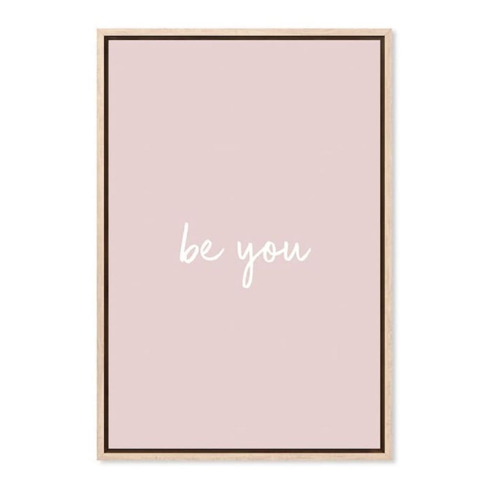 🔺️Blush Pink "Be You" Textured Canvas & Wood Frame Tabletop/Wall Decor